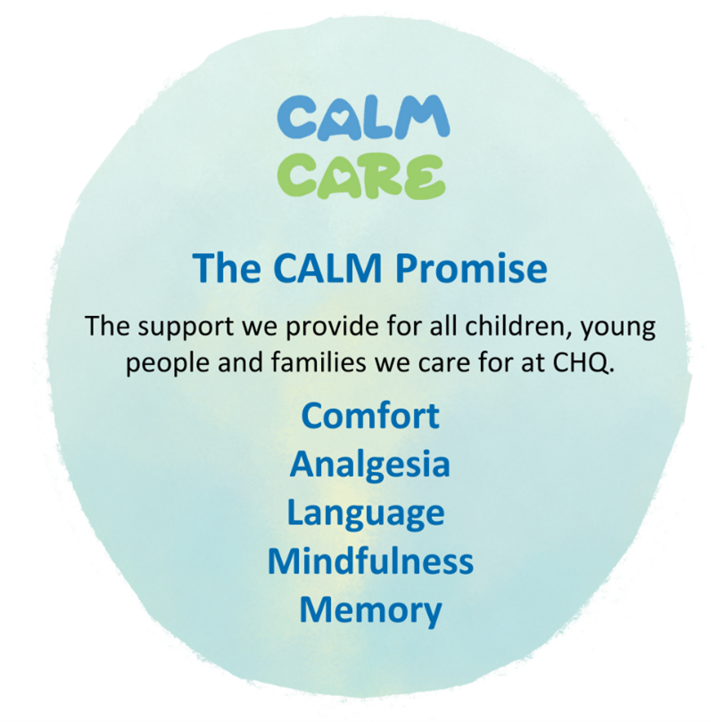 CALM stands for Comfort, Analgesia, Language, Mindfulness and Memory &ndash; the five elements we promise to use with every child to provide the best possible procedural care experience.