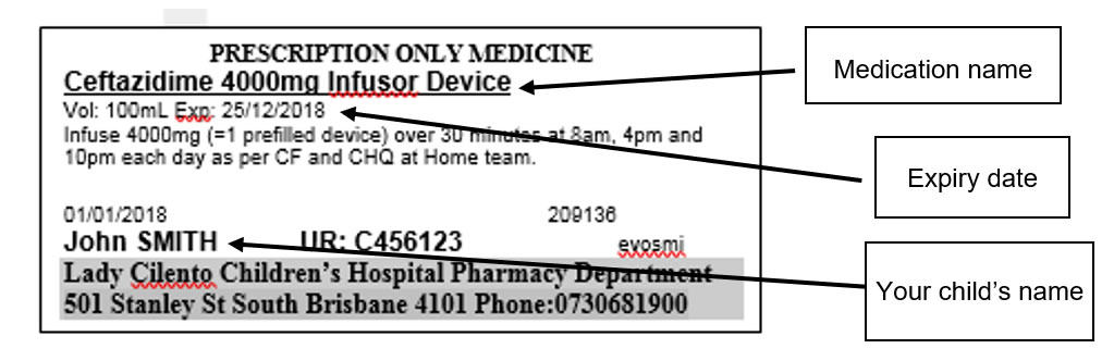 Example of label on Ceftazidime Intermate™ Device (option 2)