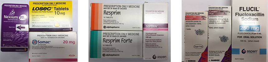 Packaging of various medications which Methotrexate can interact with.
